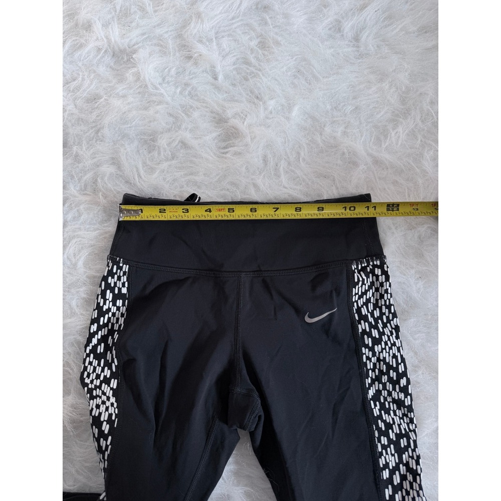 Nike Dri-FIT Running Leggings Womens XS Black White Pattern Lowrise Capri Pants - Picture 5 of 6